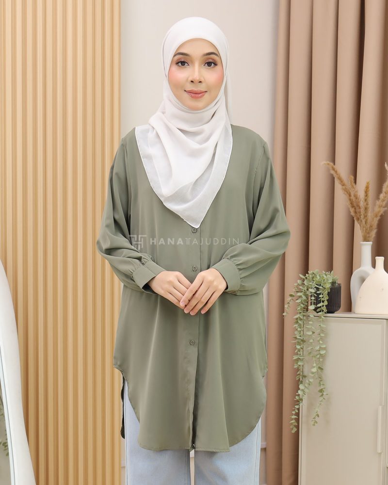 Adena Top in Oil Green - Image 5