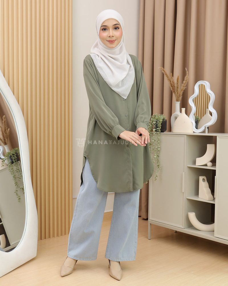 Adena Top in Oil Green - Image 3