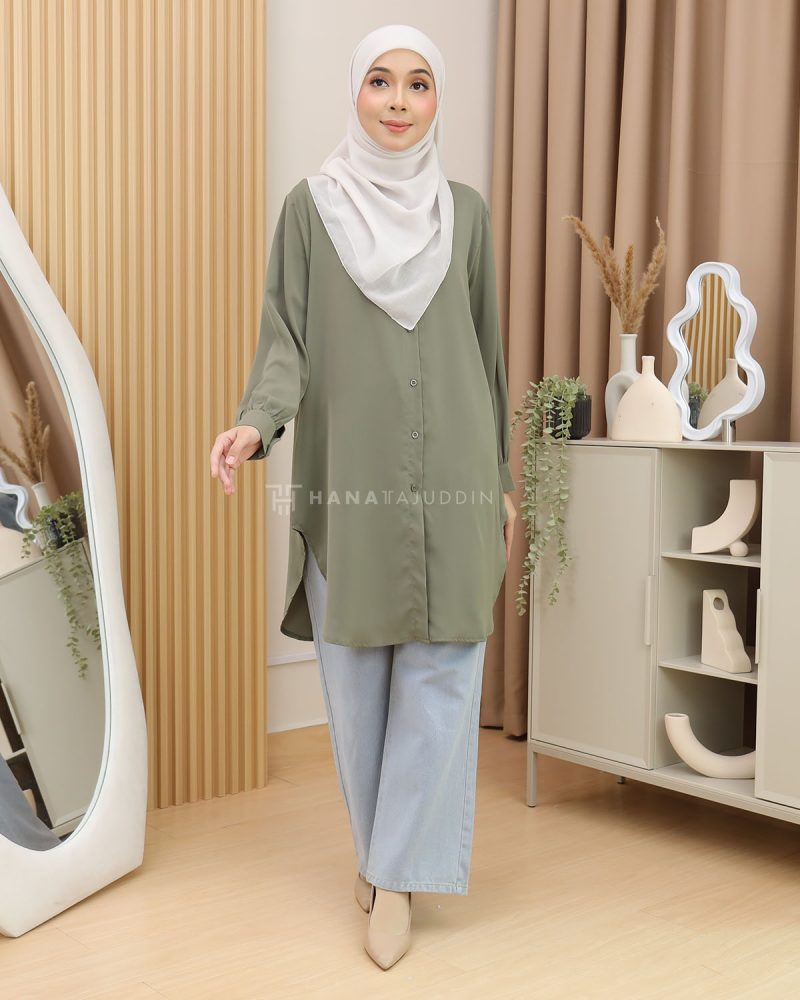 Adena Top in Oil Green - Image 4