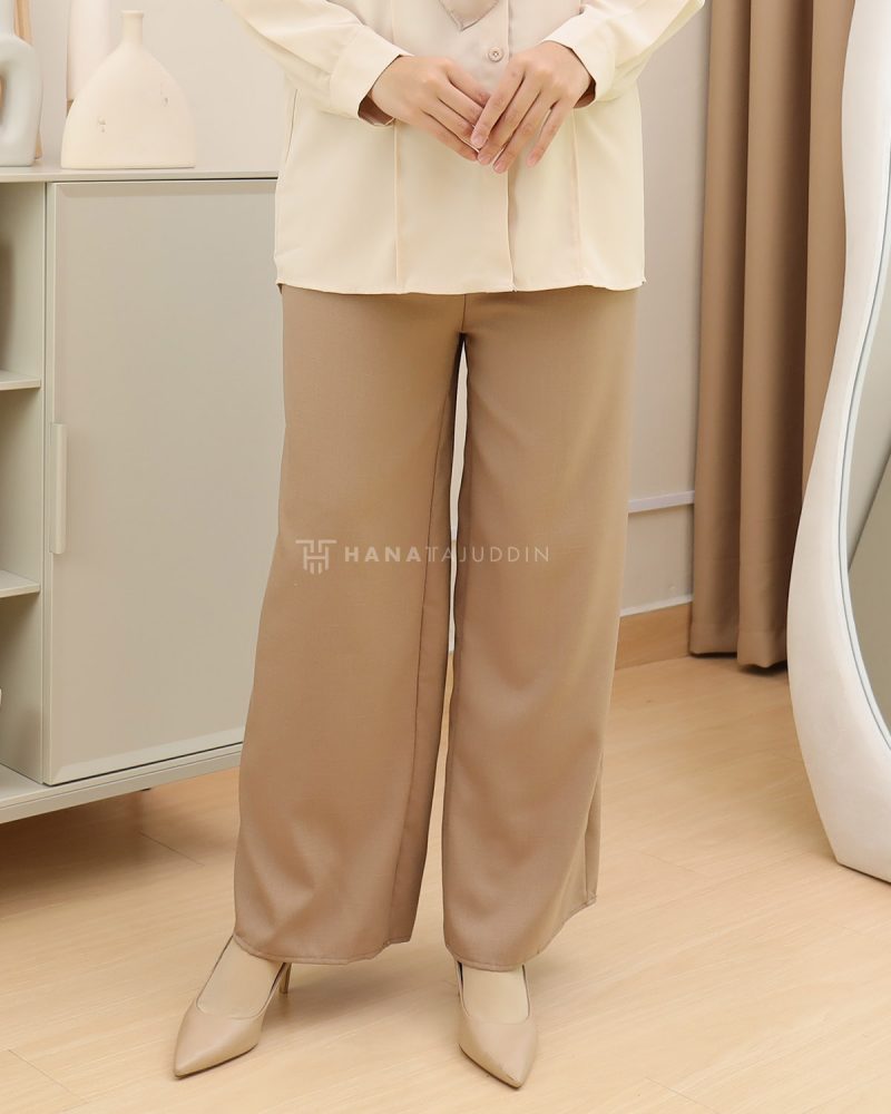 Cotton Linen Palazzo in Brown - Image 3