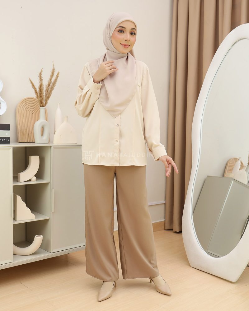 Cotton Linen Palazzo in Brown - Image 4