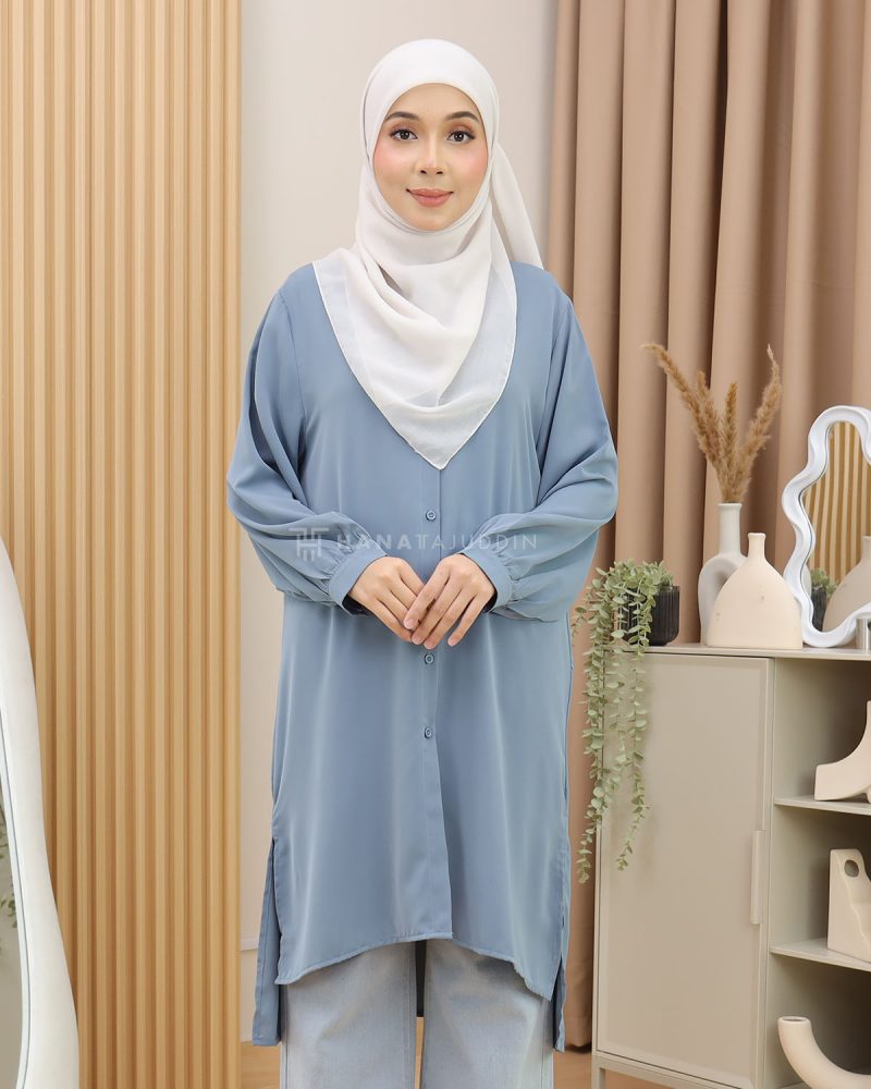 RUBII Long Top in Dusty Blue - Image 5