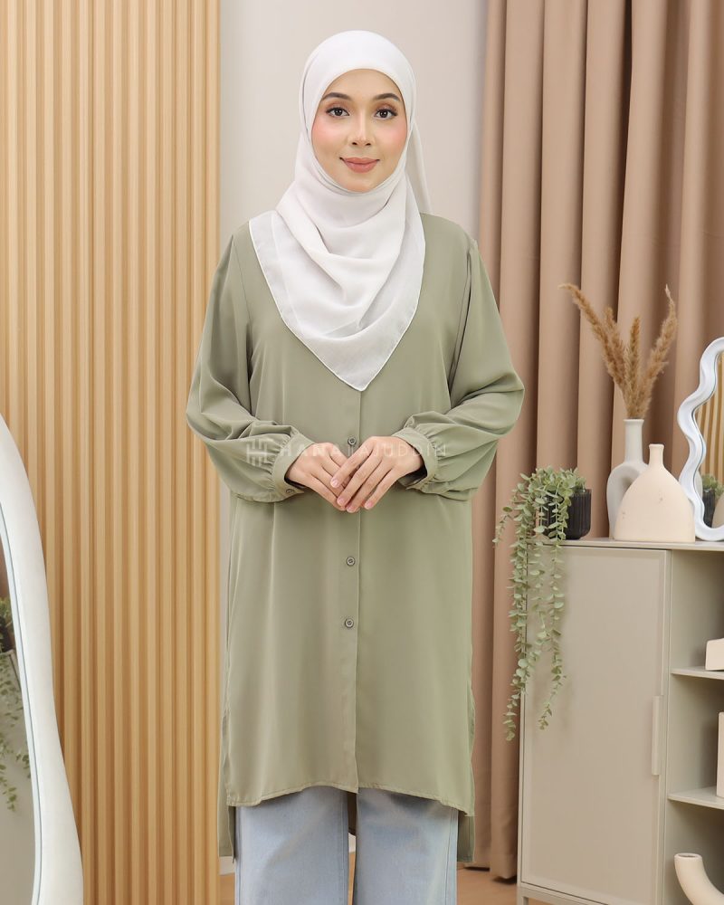 RUBII Long Top in Green Tea - Image 5