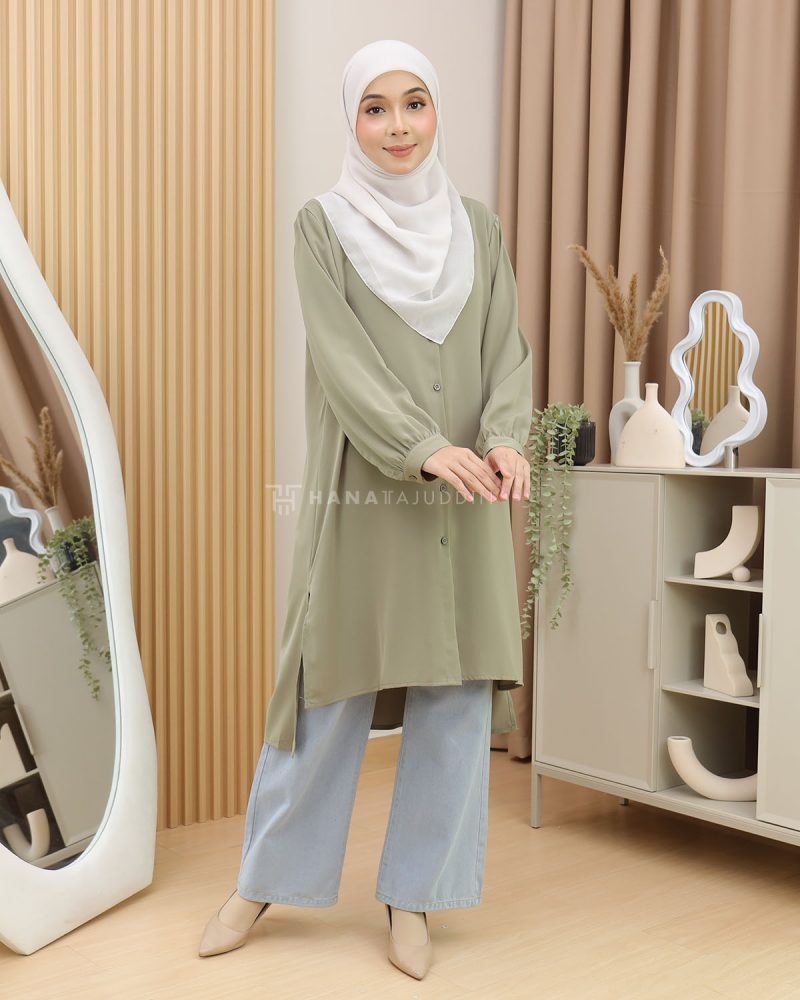 RUBII Long Top in Green Tea - Image 3