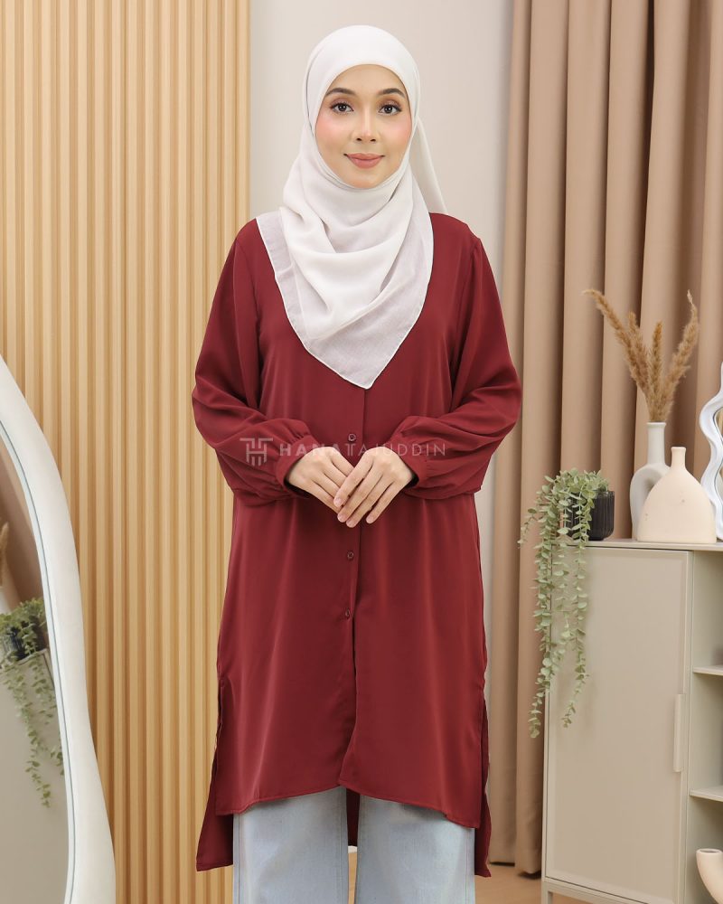 RUBII Long Top in Maroon - Image 5