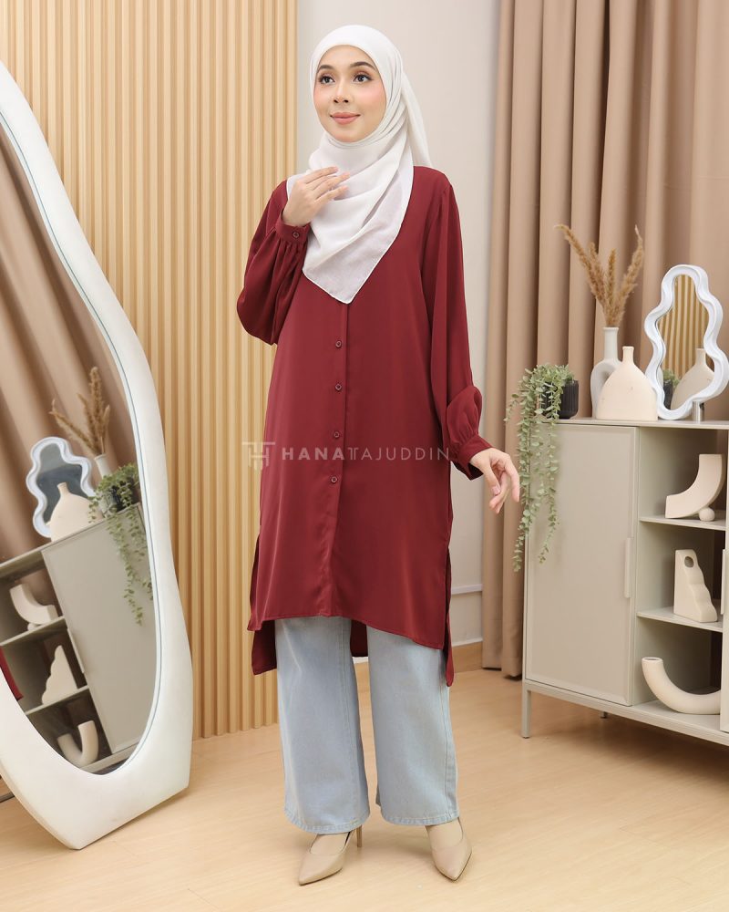 RUBII Long Top in Maroon - Image 3