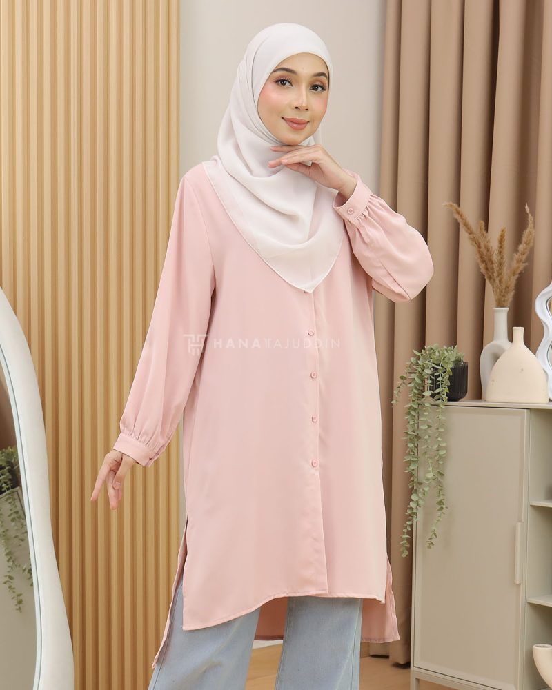 RUBII Long Top in Powder Pink